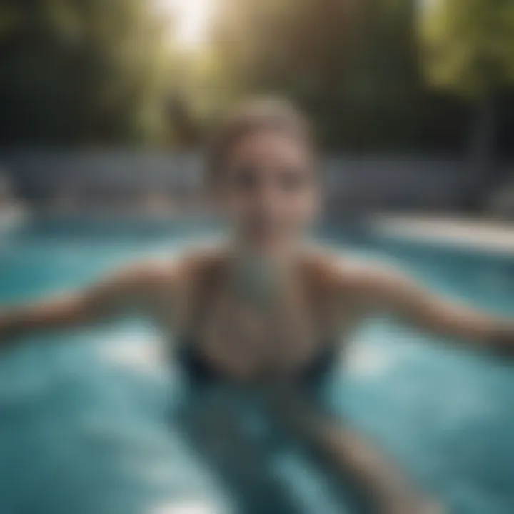 Person swimming vigorously in a pool