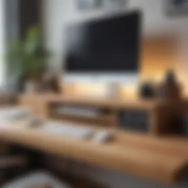 Sleek Wooden Desk with Ample Storage Space Sleek Wooden Desk with Ample Storage Space