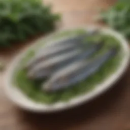 Sardines on a bed of vibrant greens