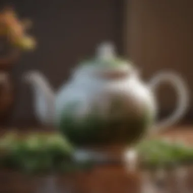 Aesthetic Presentation of Tea Leaves in a Ceramic Teapot Tea leaves in a ceramic teapot