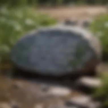 A serene landscape featuring a quote etched on a stone, symbolizing permanence and reflection.