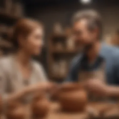 Couple attending a pottery workshop