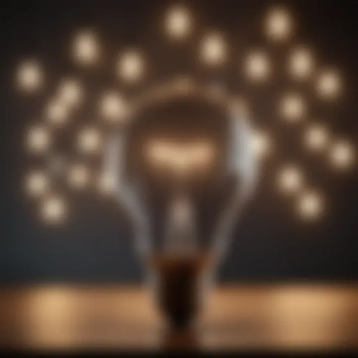 Illustration of a light bulb surrounded by diverse ideas
