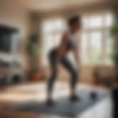 Person doing bodyweight exercises in living room