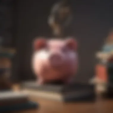 Illustration of a savings piggy bank overflowing with books