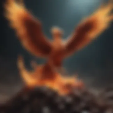 Illustration of a phoenix rising from the ashes symbolizing rebirth and transformation