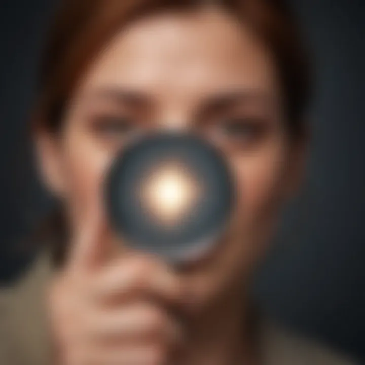 Magnifying glass focusing on a glowing spark within a person's heart