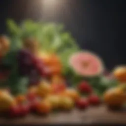 A vibrant array of fruits and vegetables rich in essential vitamins.