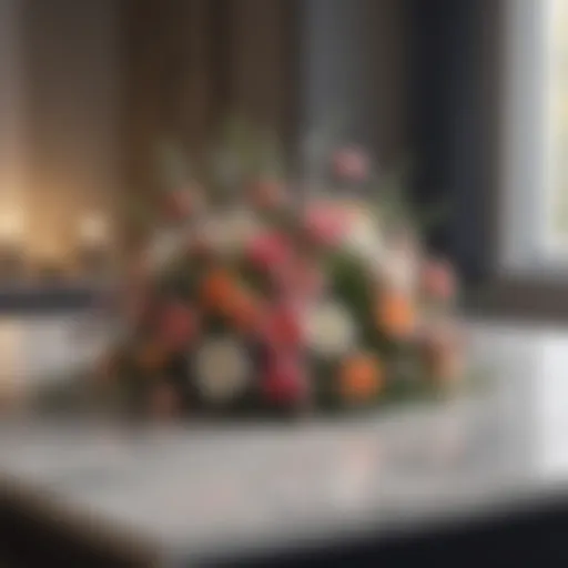 Elegant bouquet of flowers on a marble table