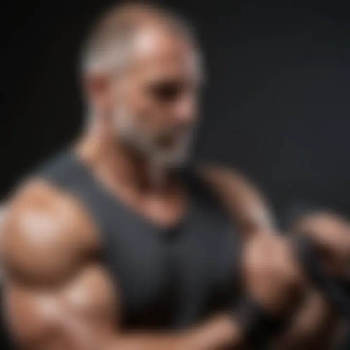 Sculpting Biceps with Resistance Bands Mature man using resistance bands for bicep curls