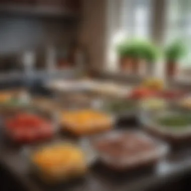 Strategic Meal Planning A well-organized meal prep station with fresh ingredients and containers