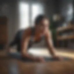 Woman doing plank exercise at home