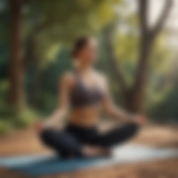 Person practicing yoga in a serene outdoor setting