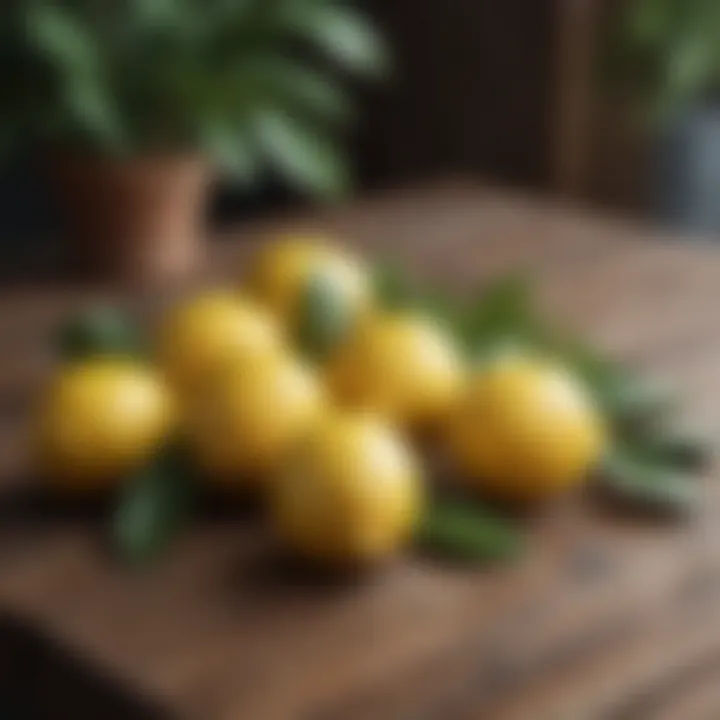 Zesty Freshness - Whole Lemons with Leaves on Wooden Table